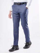 Load image into Gallery viewer, Blue Self Formal Dress Pant For Men&#39;s