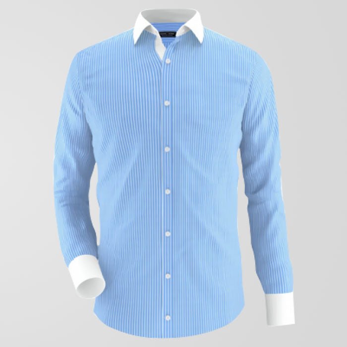 Sky Blue Lining Formal Shirt For Men's Main image