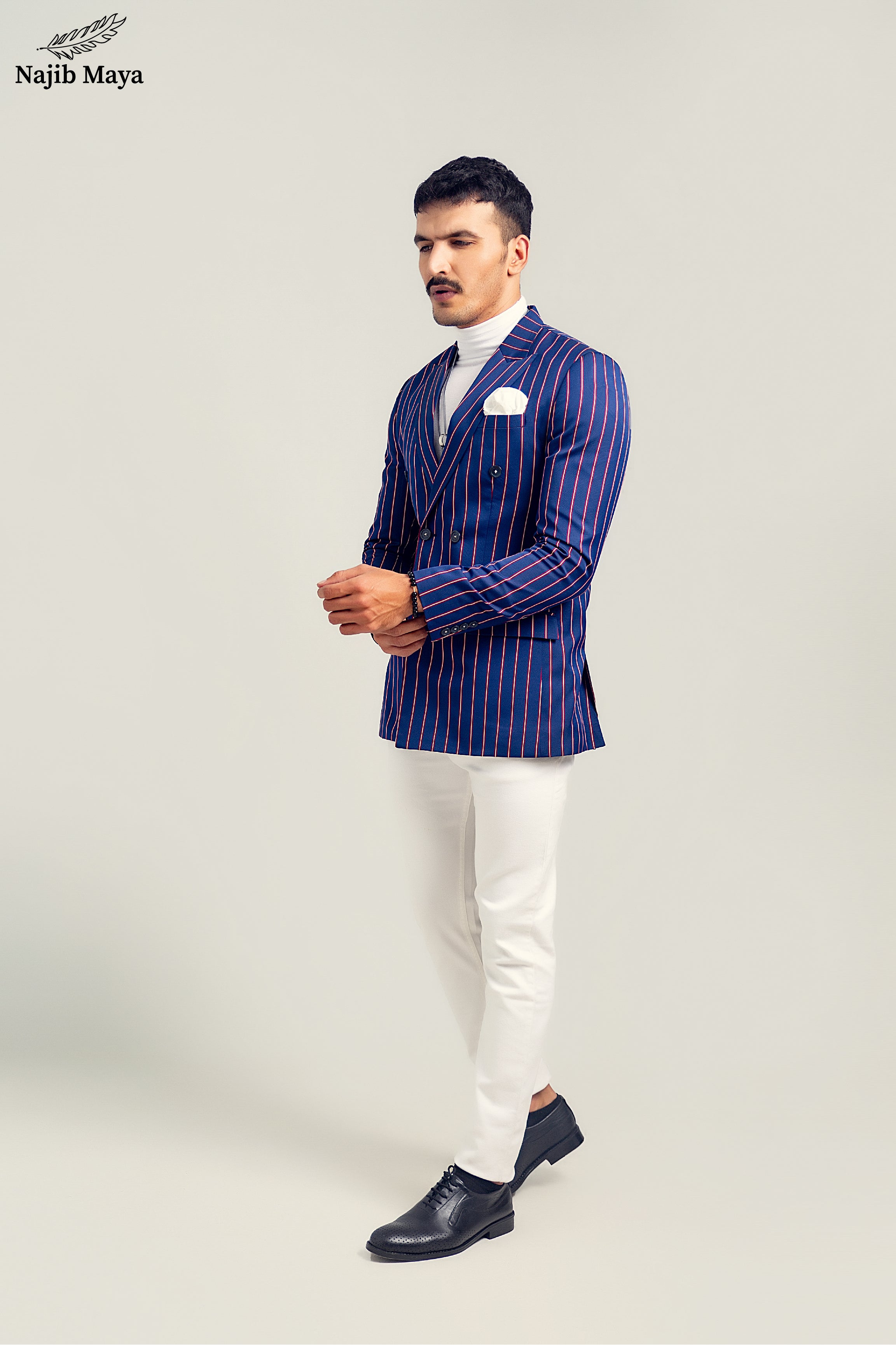 Blue & White Stylish Pant Coat For Men's Main image