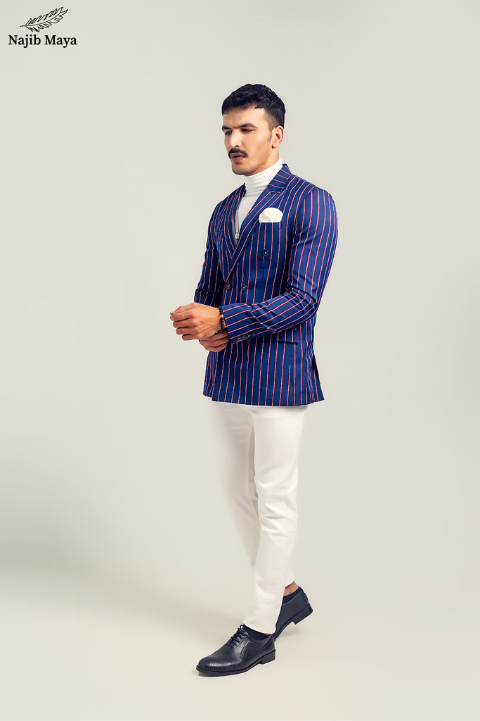 Blue & White Stylish Pant Coat For Men's
