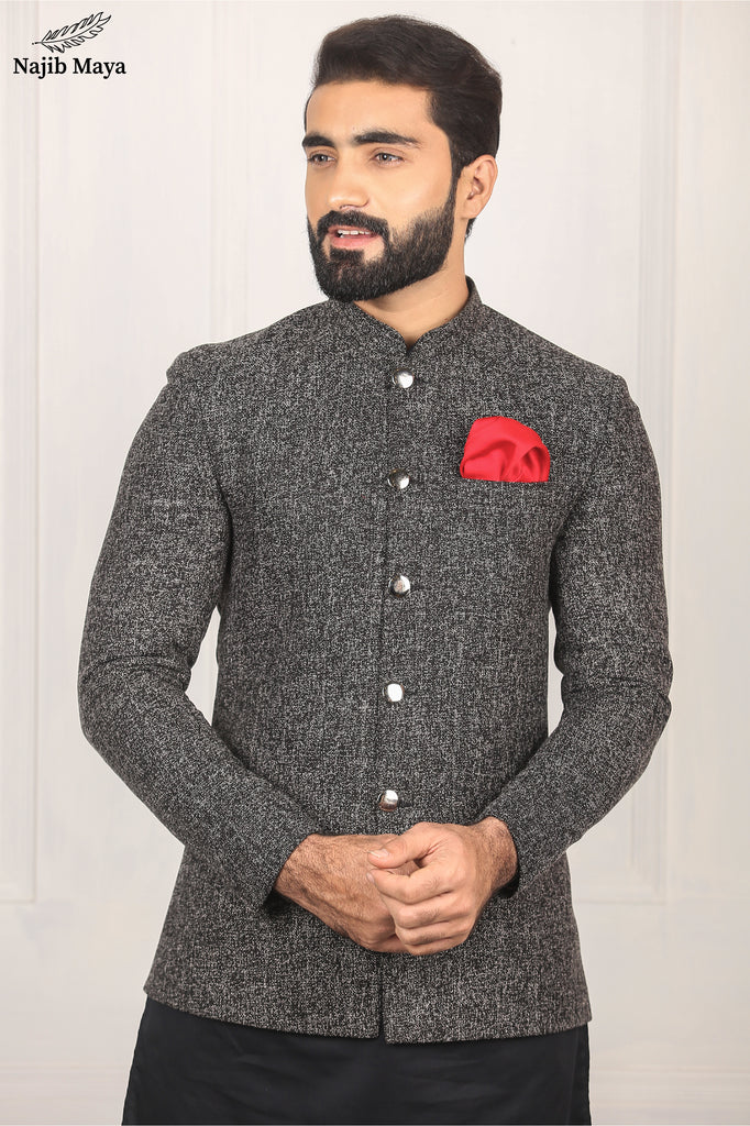 Charcoal Grey Stylish Prince Coat For Men's