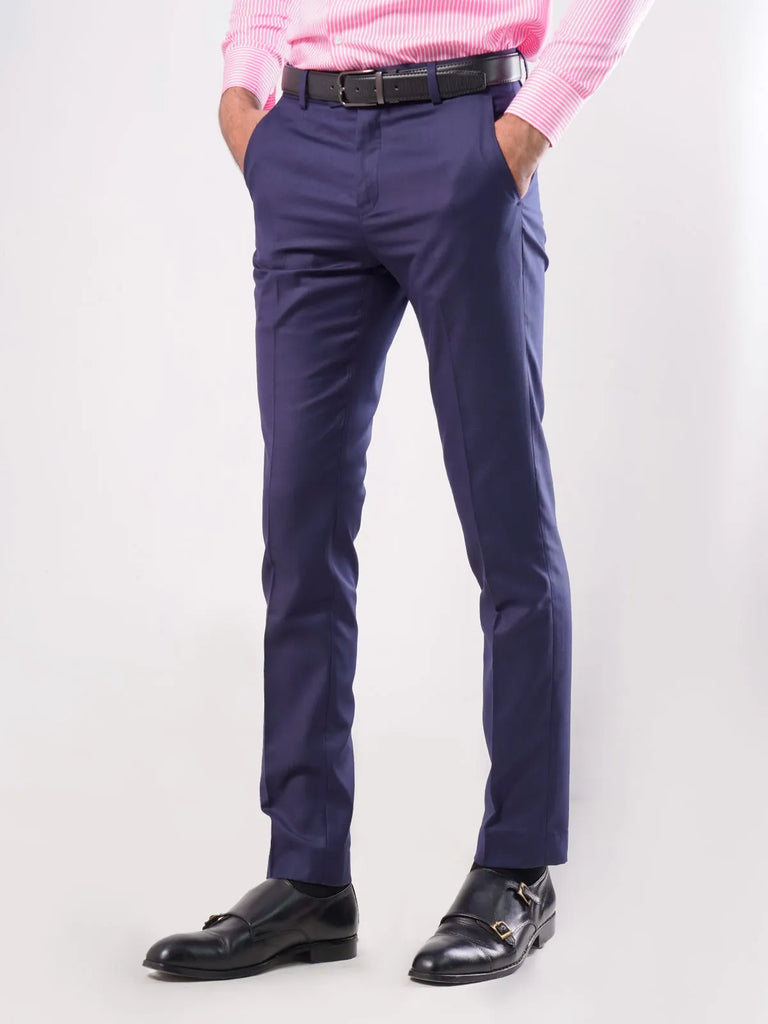 Dark Blue Plain Formal Dress Pant For Men's