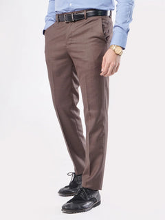 Dark Brown Self Formal Dress Pant For Men's