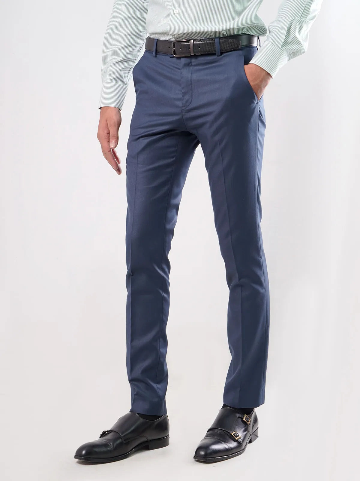 Dark Teal Green Plain Formal Dress Pant For Men's Main image
