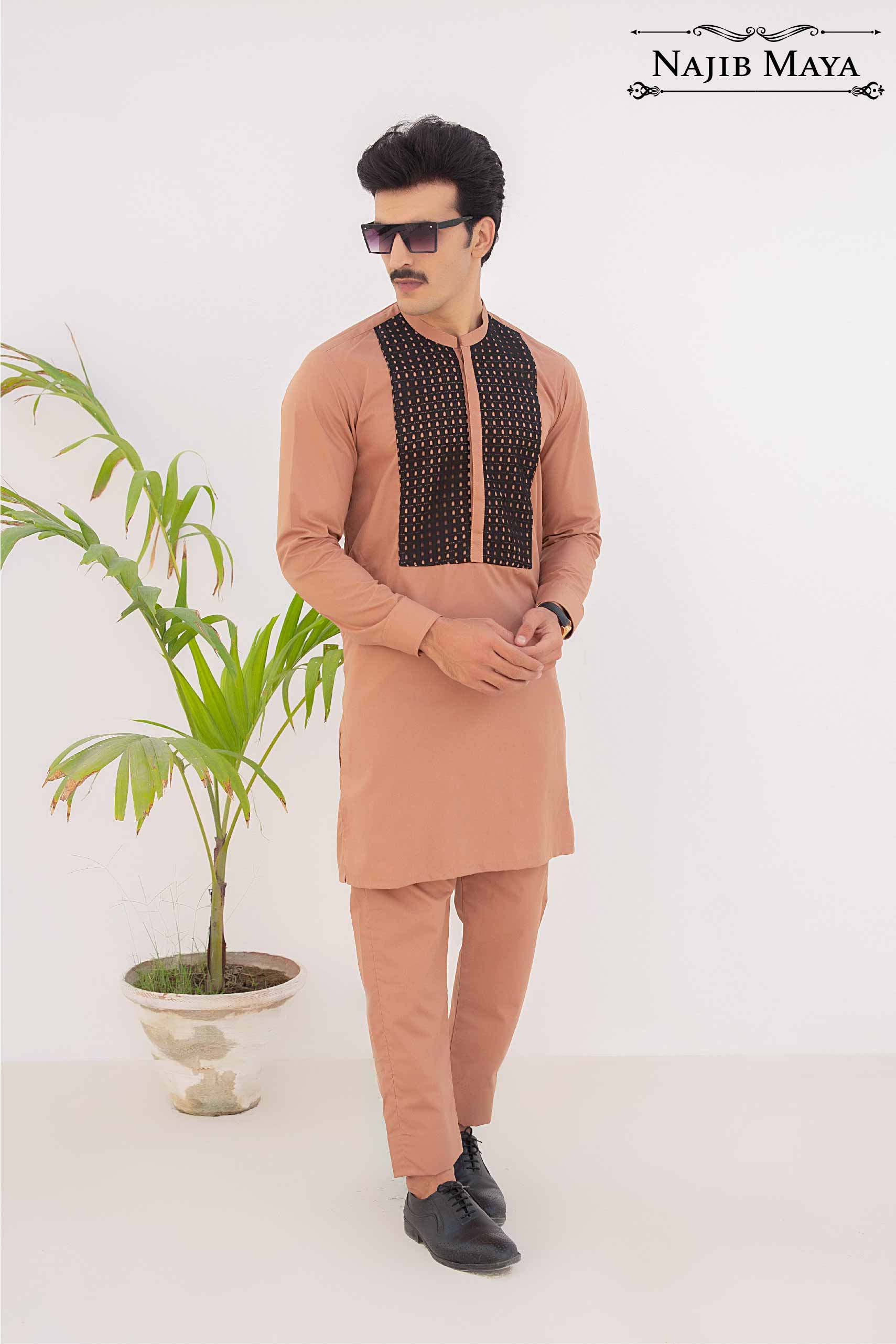 Peach Kurta Pajama For Men's Main image