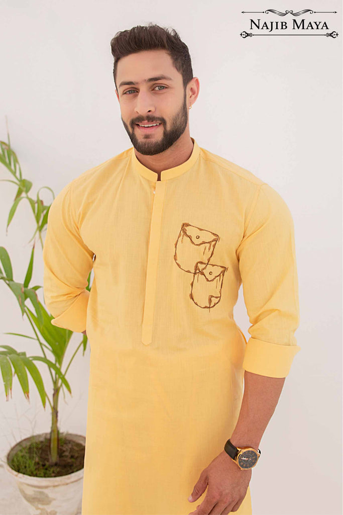 Lemon Kurta Pajama For Men's