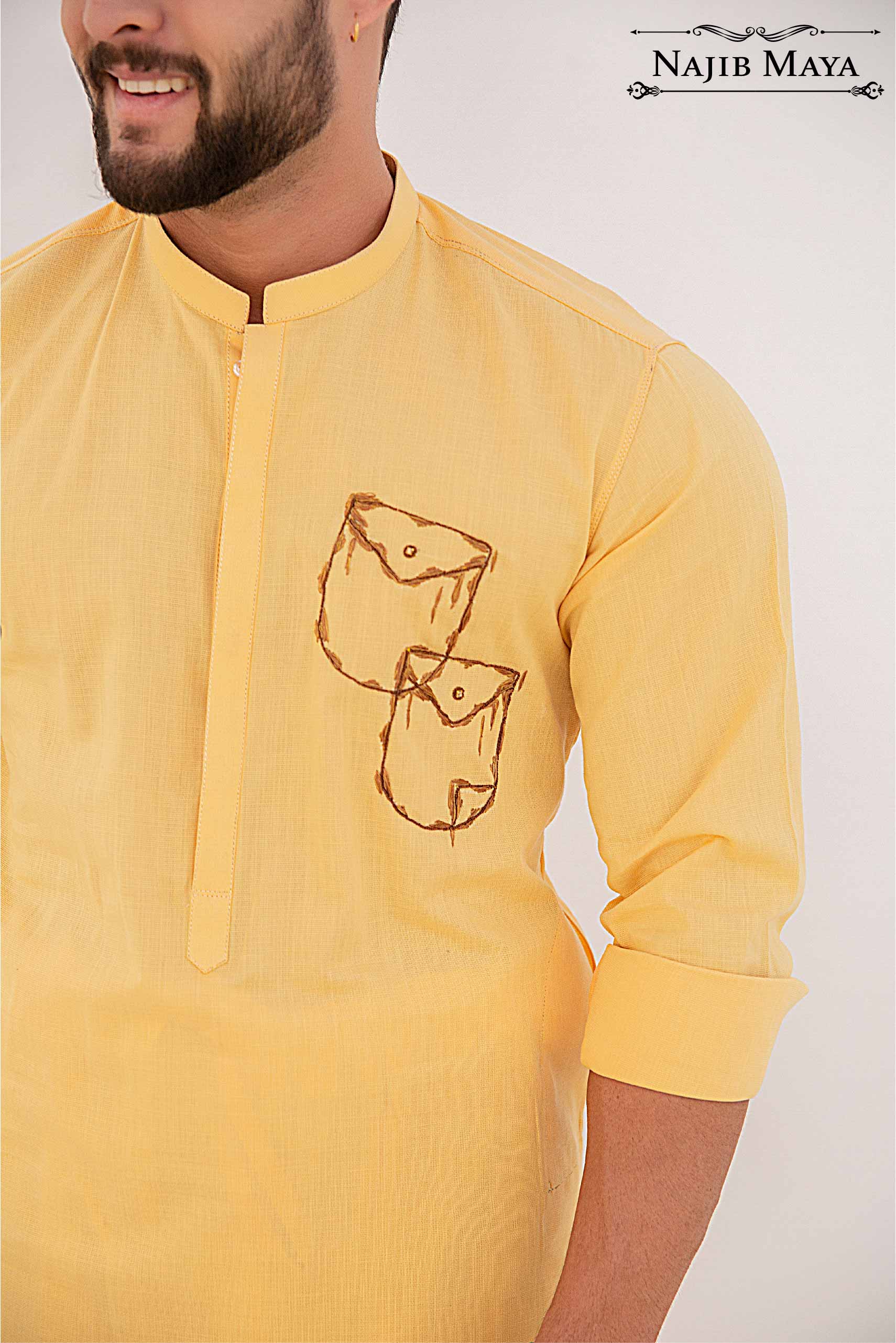 Lemon Kurta Pajama For Men's Secondary image