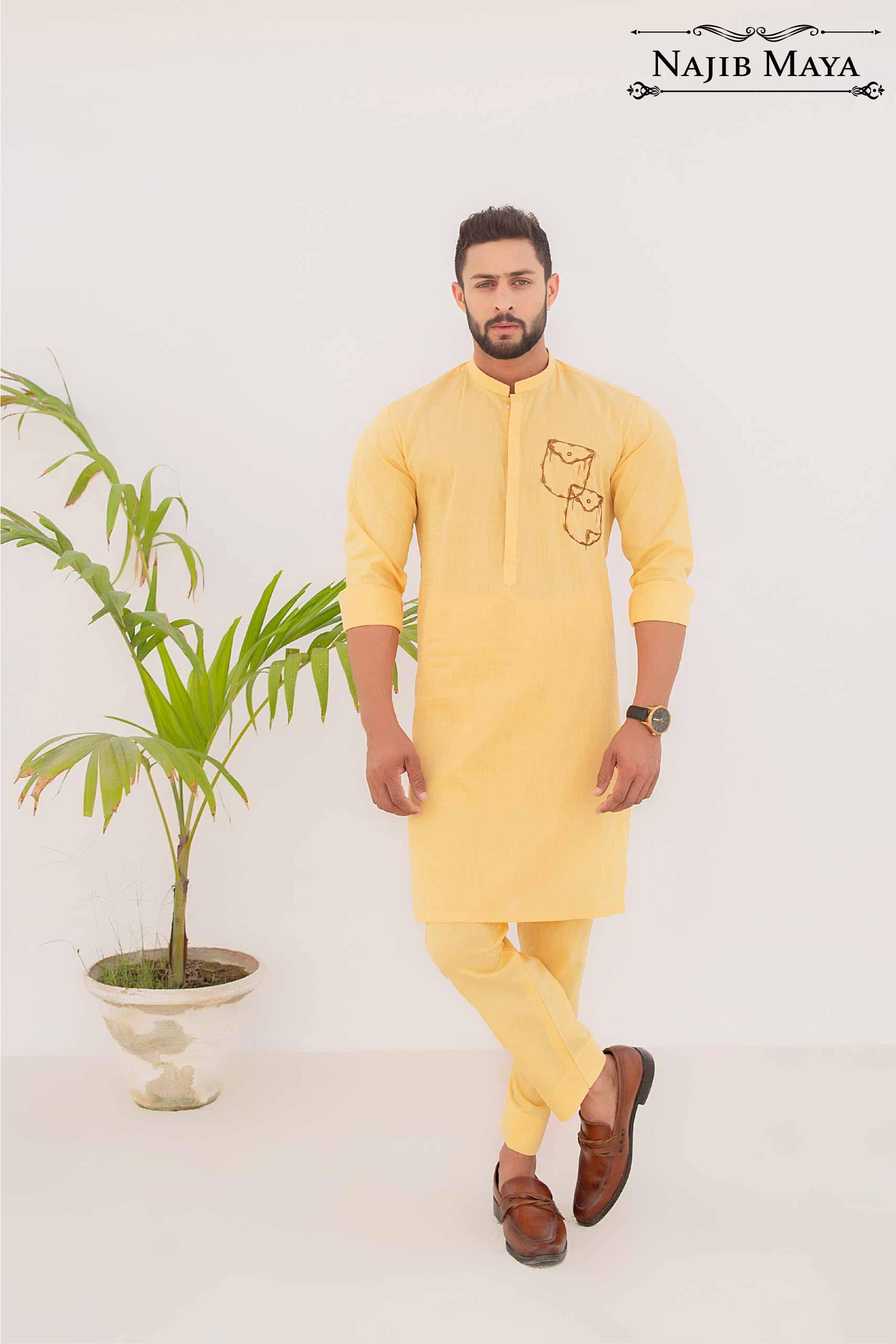 Lemon Kurta Pajama For Men's Main image