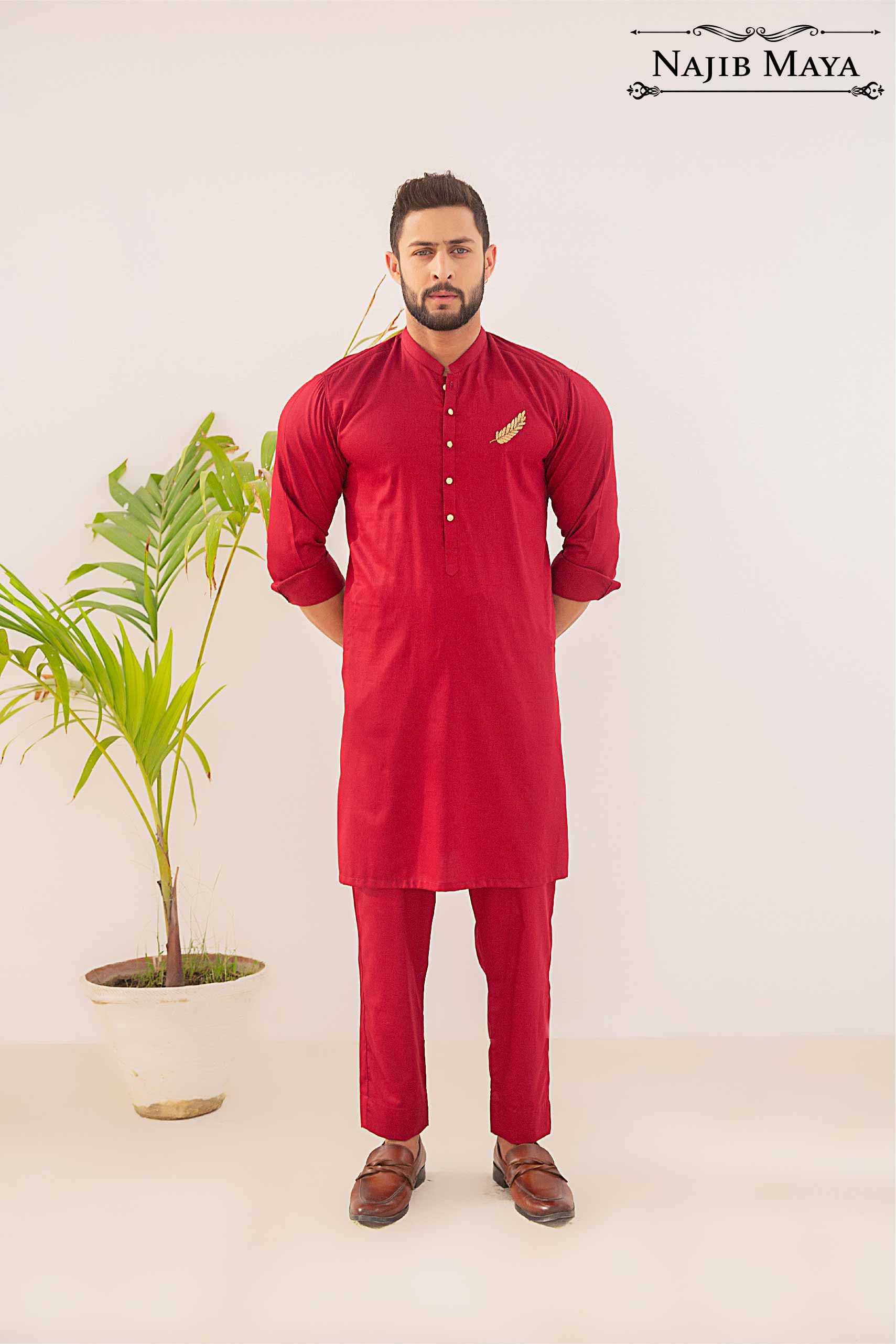 Maroon Kurta Pajama For Men's Main image