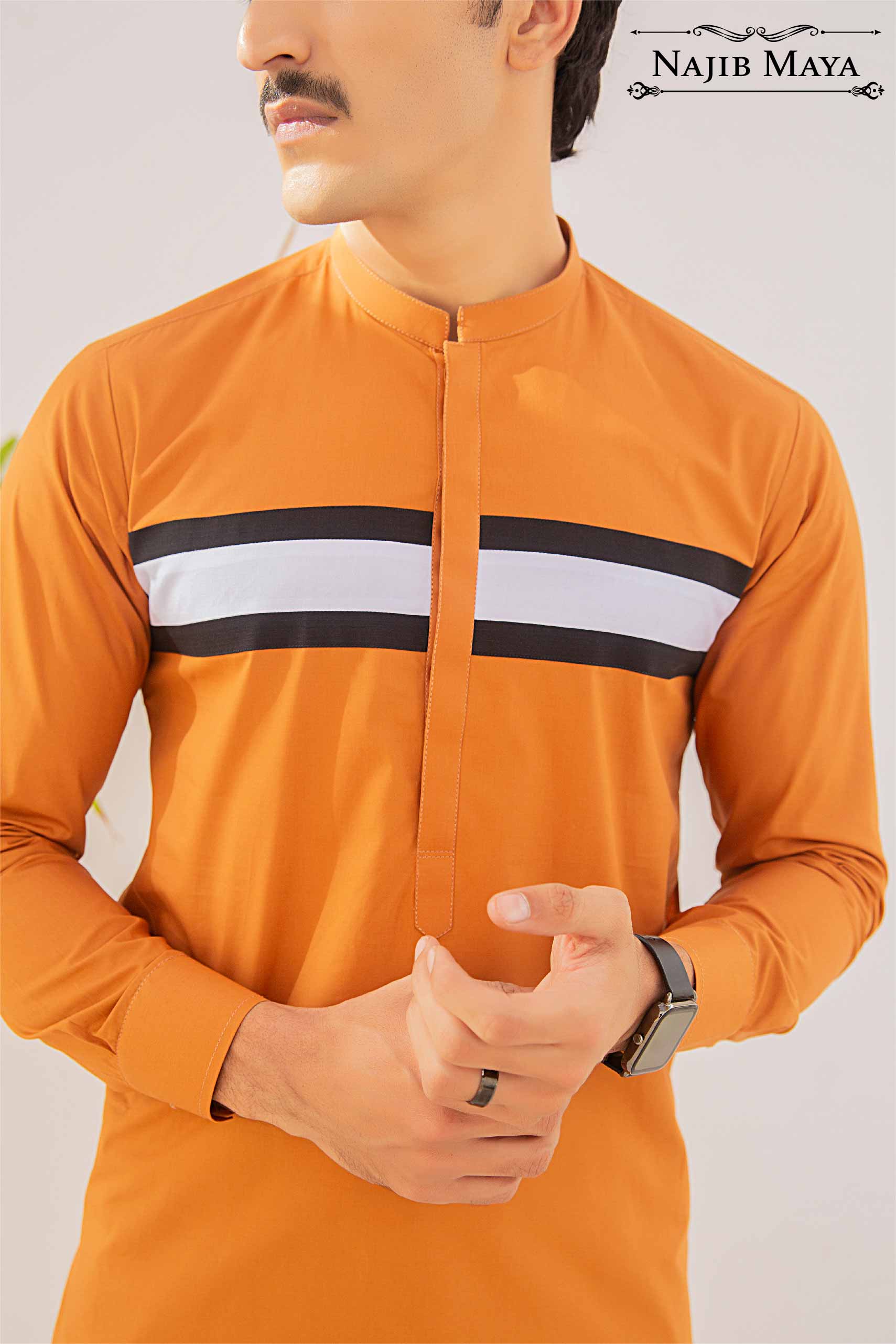 Mustard Kurta Pajama For Men's Secondary image