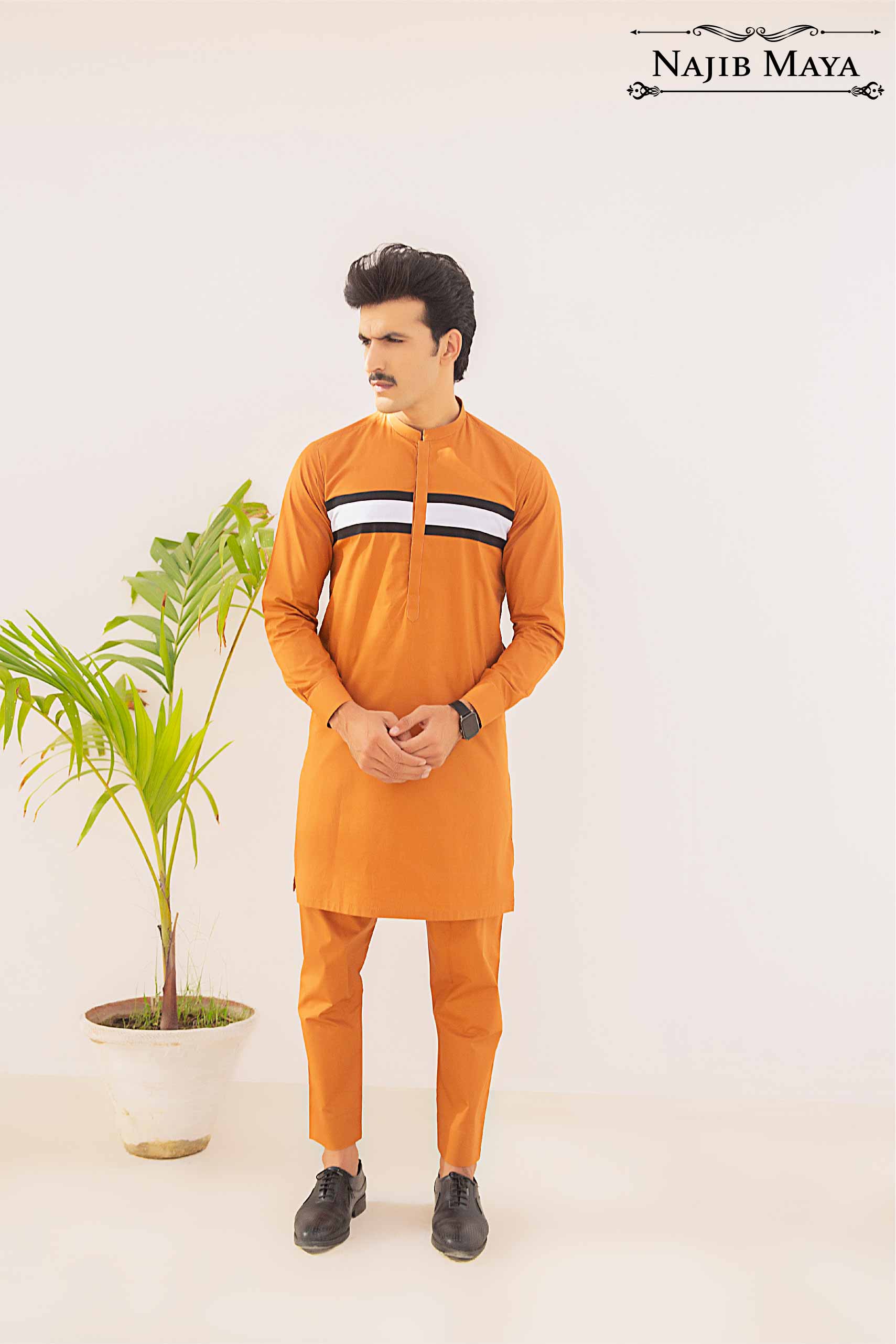 Mustard Kurta Pajama For Men's Main image