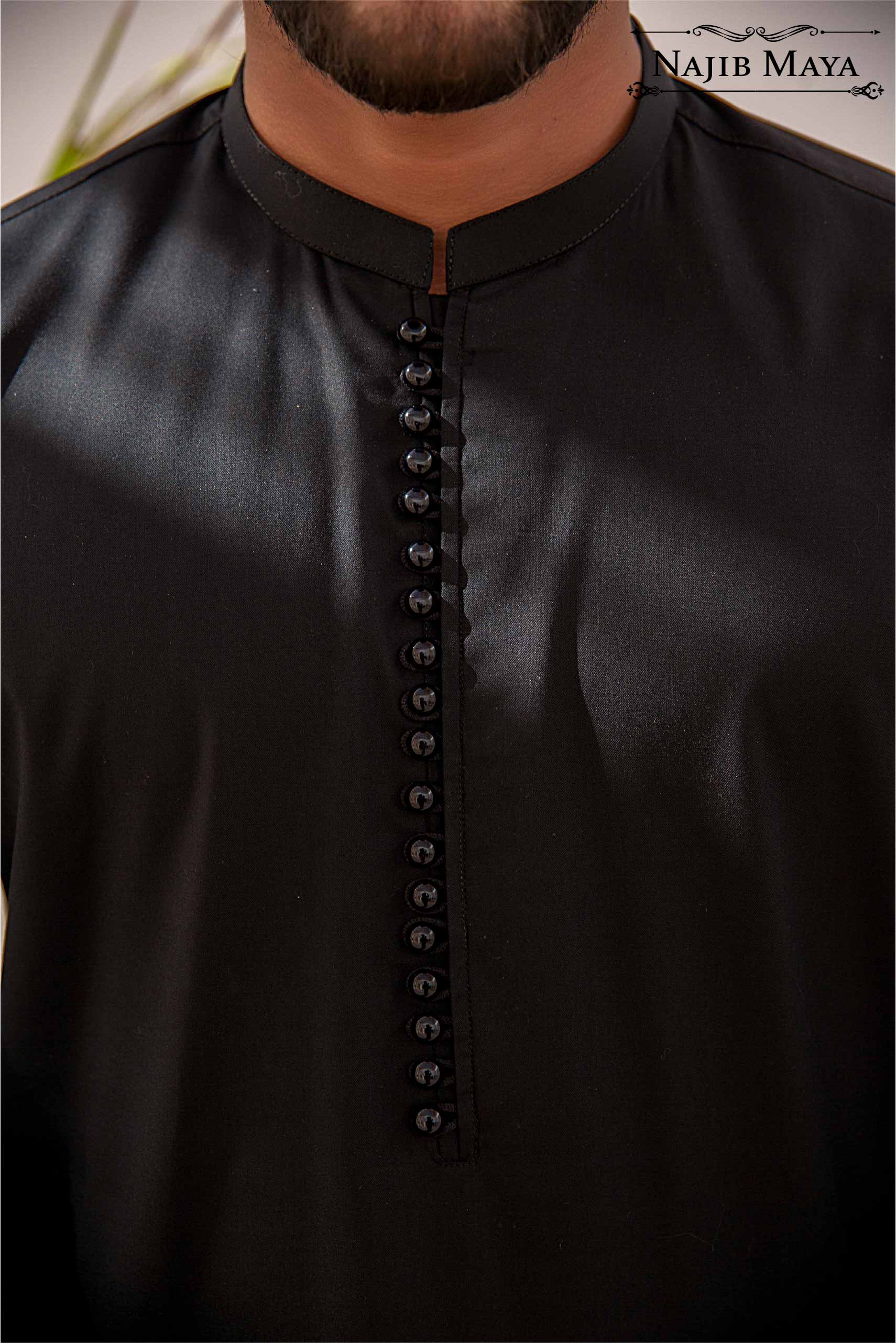 Black Kurta Pajama For Men's Secondary image
