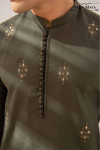 Green Embroidery Kurta Pajama For Men's