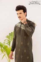 Green Embroidery Kurta Pajama For Men's