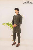Green Embroidery Kurta Pajama For Men's