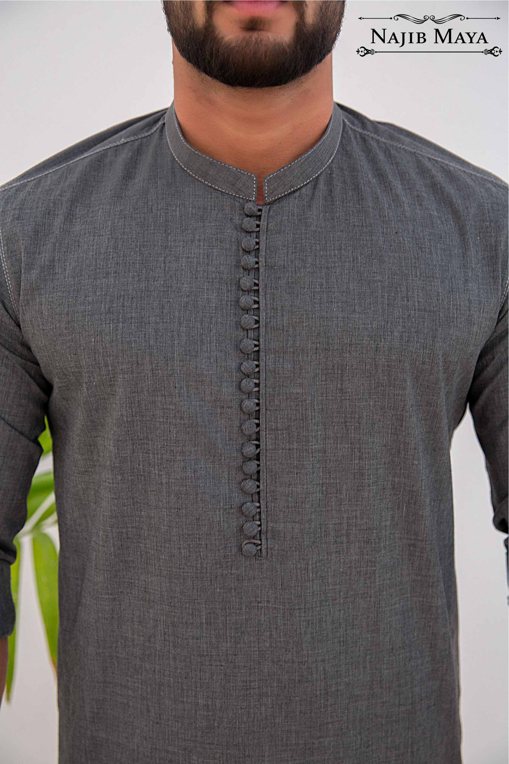 Grey Kurta Pajama For Men's Secondary image