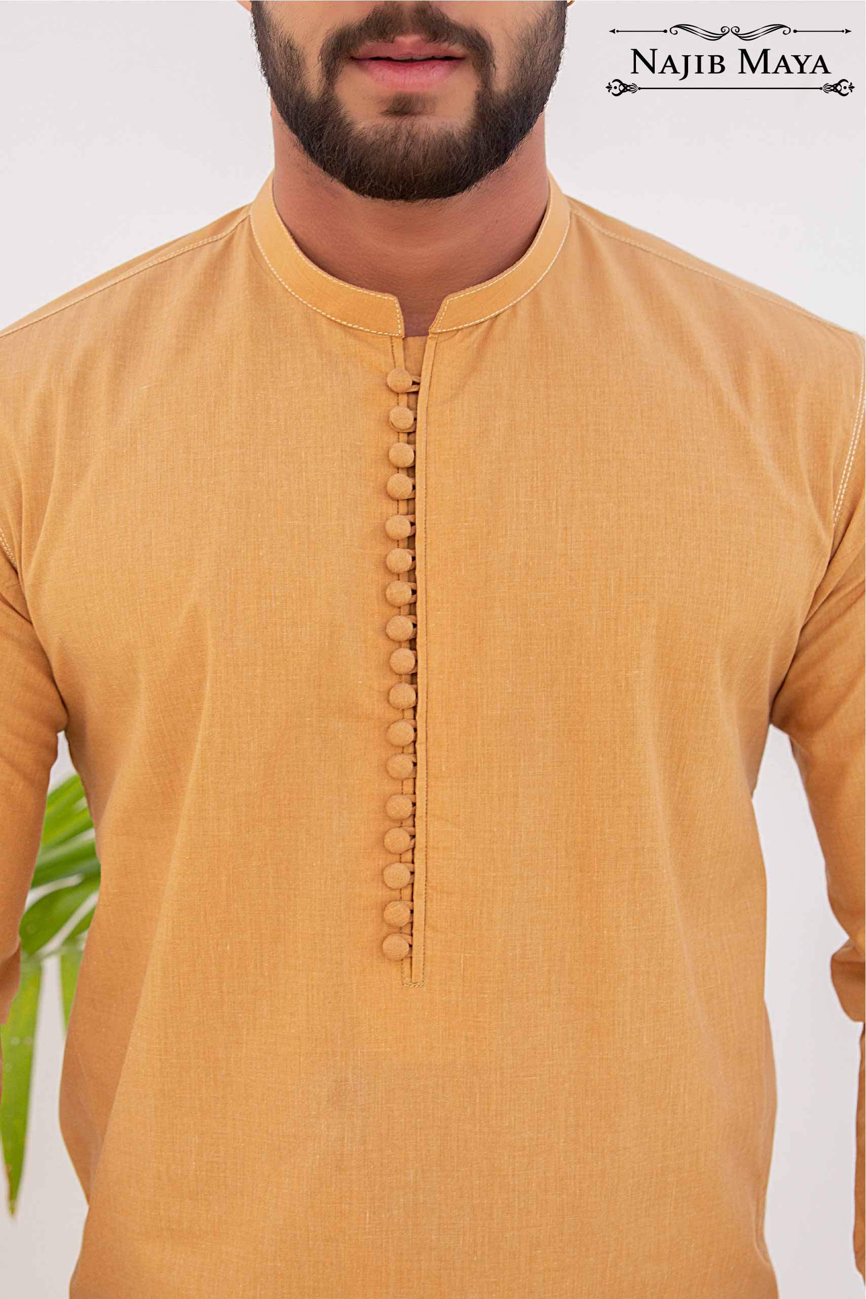 Golden Kurta Pajama For Men's Secondary image