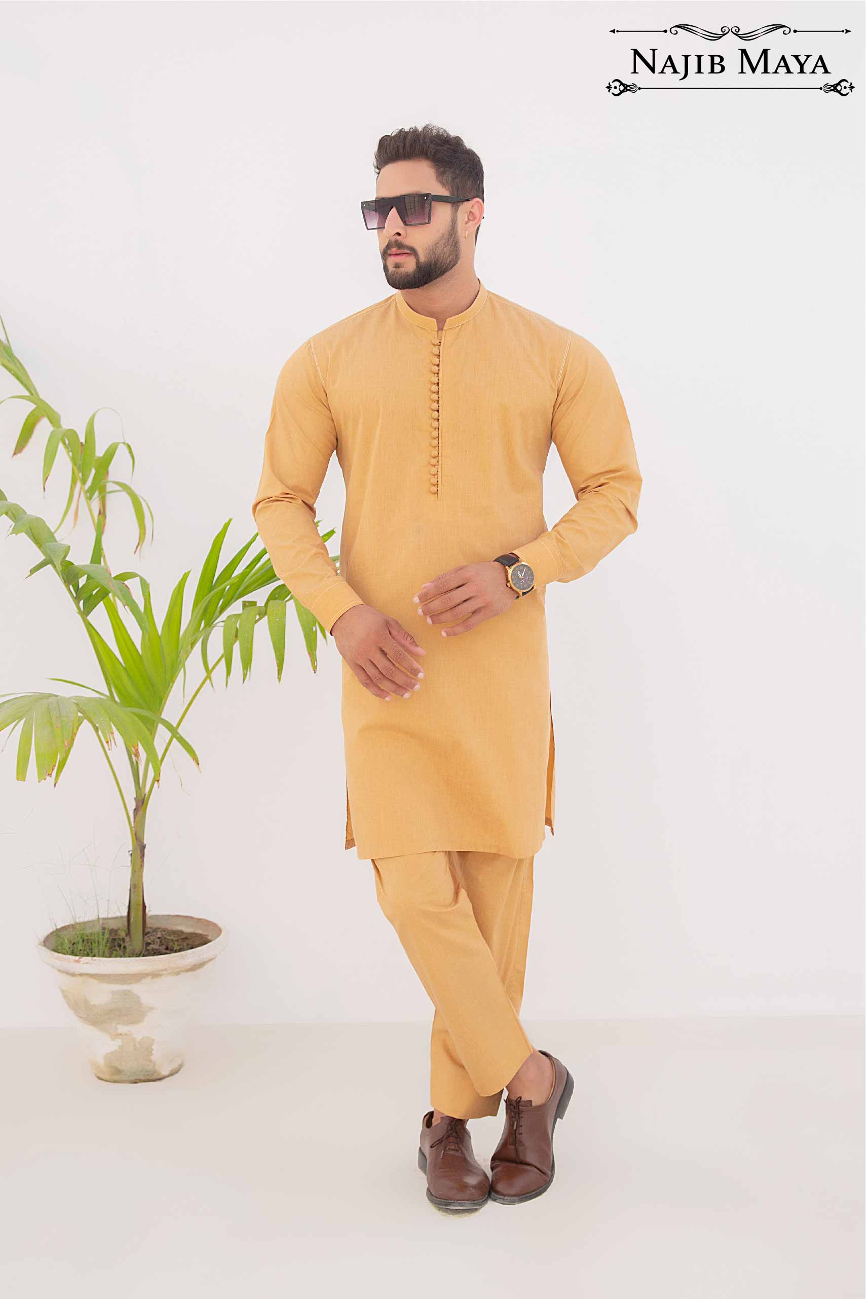Golden Kurta Pajama For Men's Main image