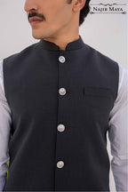 Grey Waist Coat & White Kurta Pajama For Men's