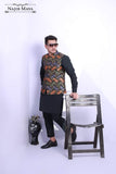 Black Elegant Printed Waist Coat For Men's