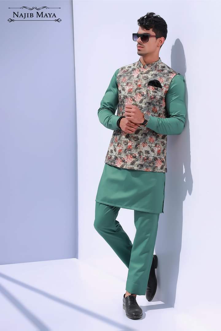 Elegant Printed Waist Coat For Men's Secondary image