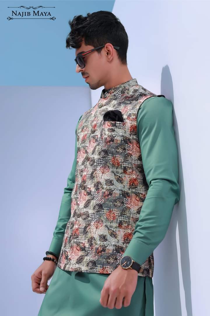 Elegant Printed Waist Coat For Men's