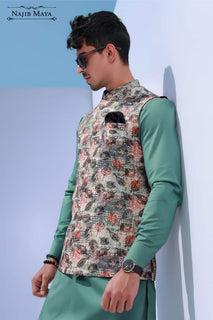 Elegant Printed Waist Coat For Men's