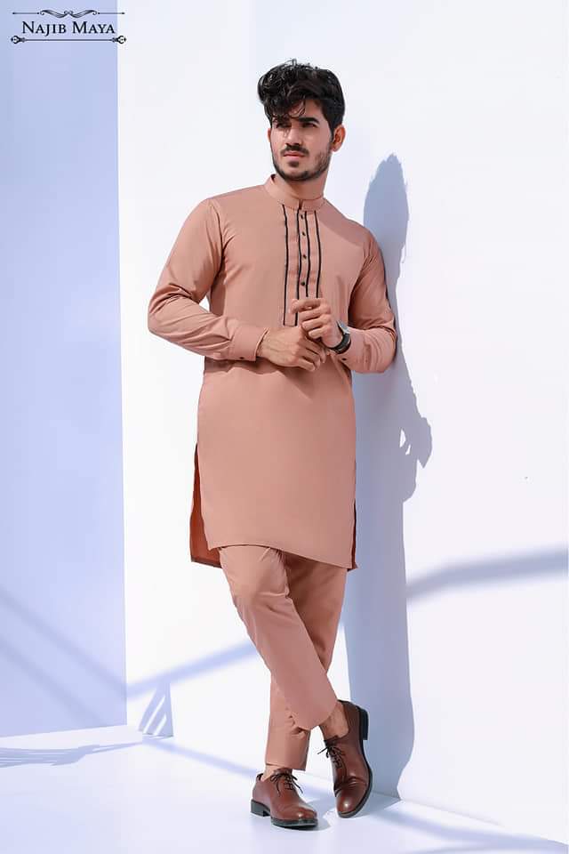 Peach Kurta Pajama For Men's - Main Image