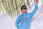 Sky Blue Embroidery Kurta Pajama For Men's