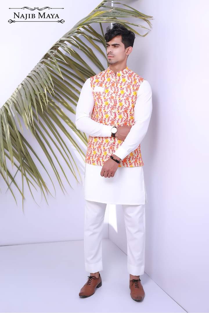 Party Wear Embroidery Waist Coat For Men's Main image