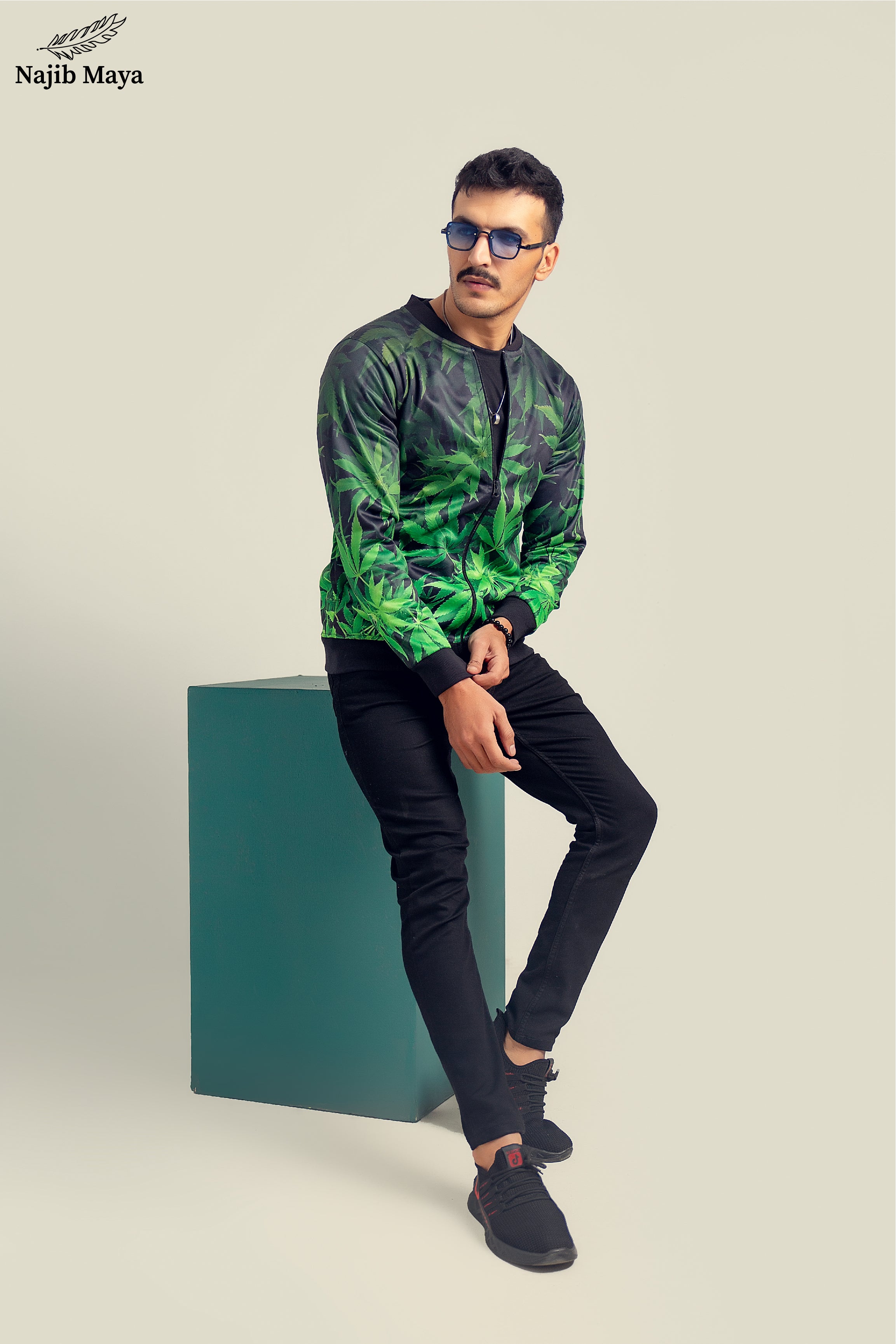 Green Stylish Bomber Jacket For Men's Main image