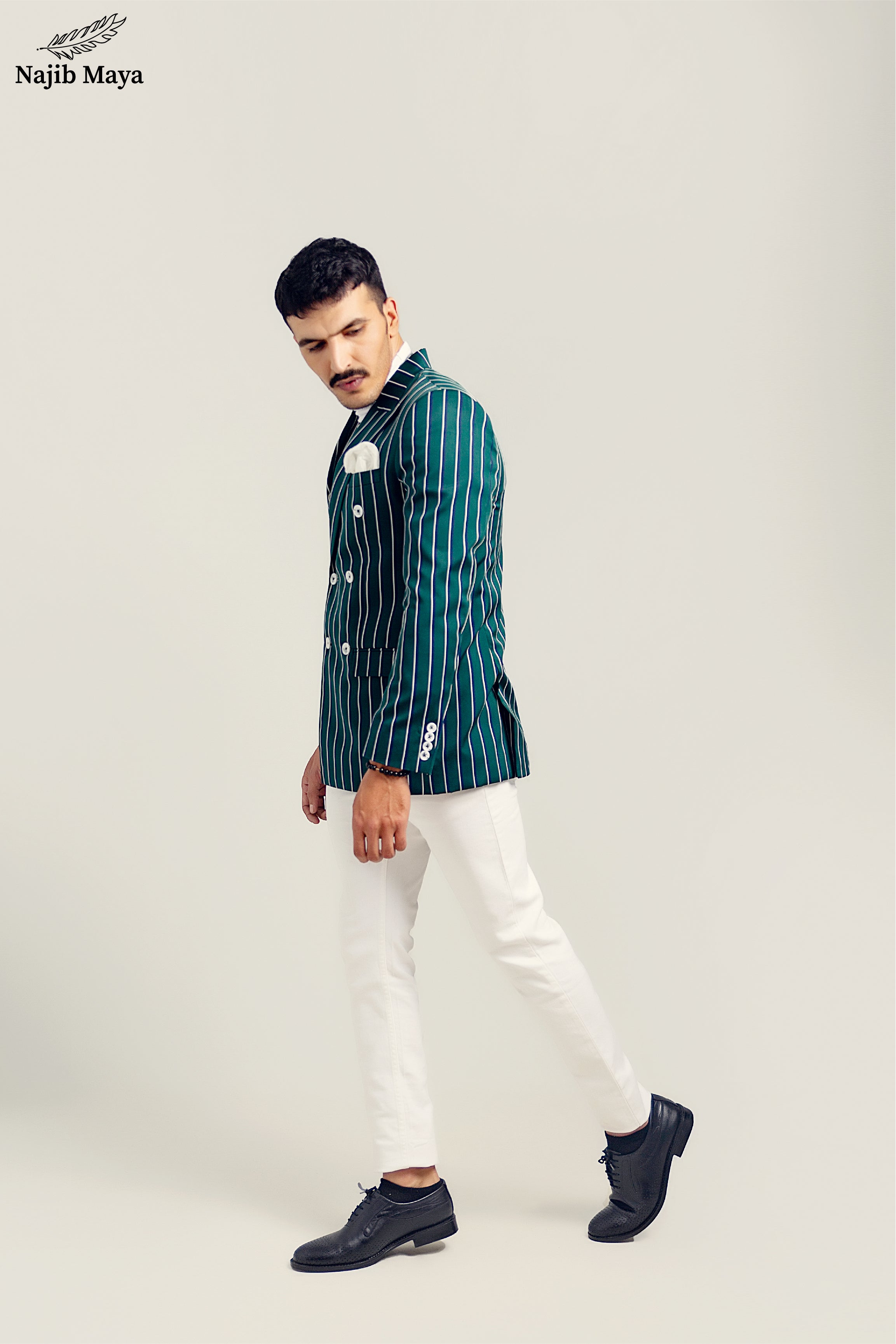 Green & White Stylish Coat For Men's Main image