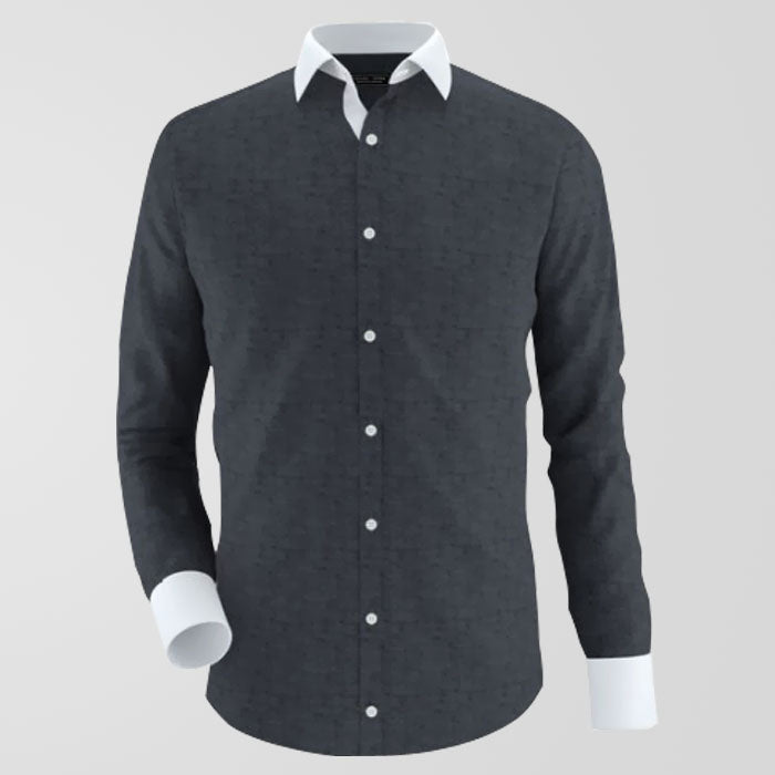 Gray Formal Shirt With White Contrast For Men's Main image