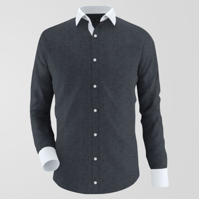 Gray Formal Shirt With White Contrast For Men's