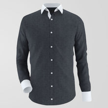 Load image into Gallery viewer, Gray Formal Shirt With White Contrast For Men&#39;s