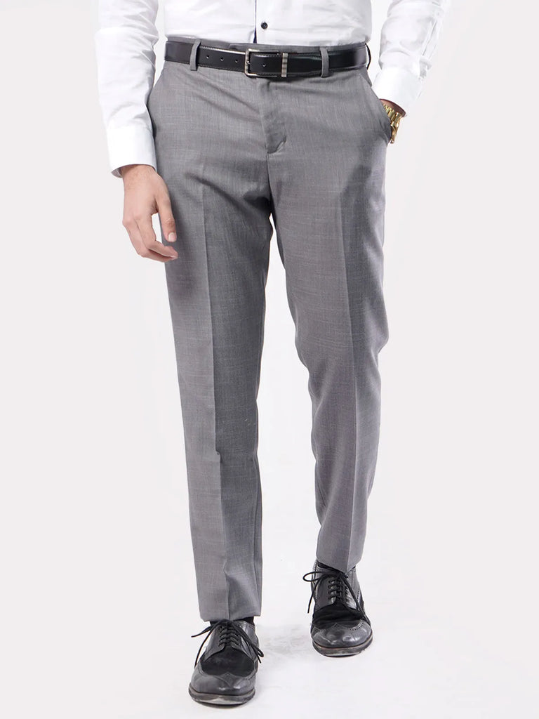 Grey Self Formal Dress Pant For Men's