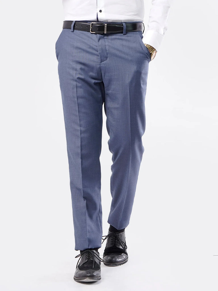 Greyish Blue Self Formal Dress Pant For Men's