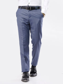 Greyish Blue Self Formal Dress Pant For Men's