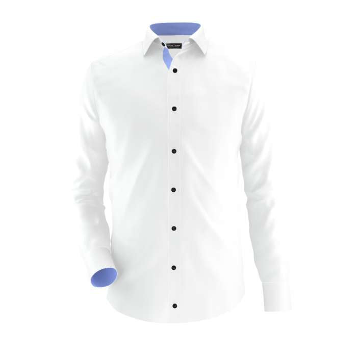 White Formal Shirt With Blue Contrast For Men's