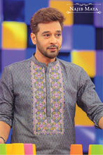 Load image into Gallery viewer, Grey Stylish Embroidery Kurta Pajama For Men&#39;s