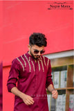 Maroon Embroidered Kurta Pajama For Men's