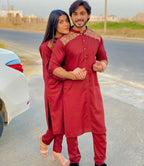 Maroon Kurta Pajama For Couples