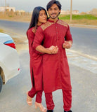 Maroon Kurta Pajama For Couples