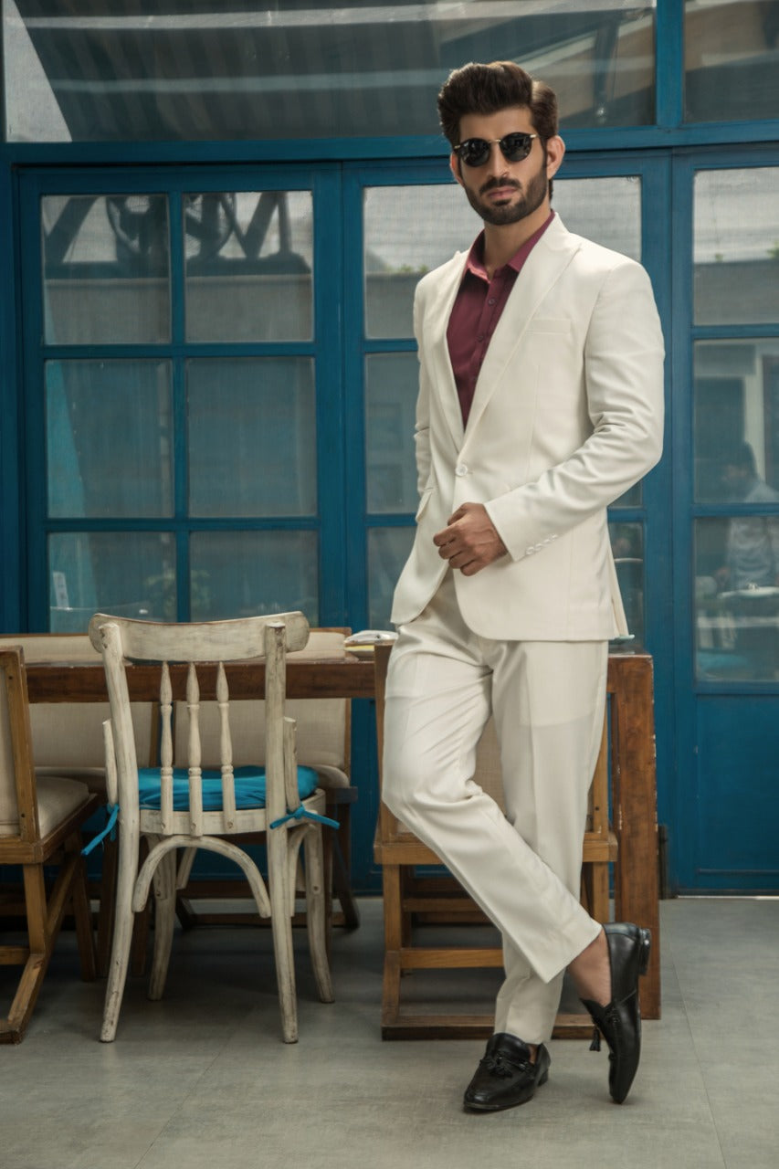 White Party Wear Coat Pent For Men's Main image