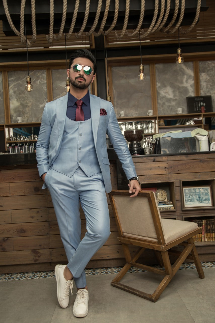 Ice Blue Coat Pent For Men's Main image