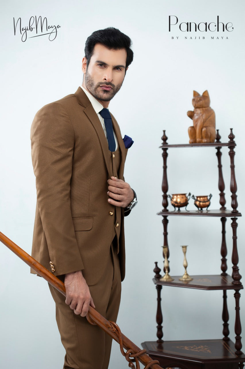 Chocolate Brown Coat Pant For Men's