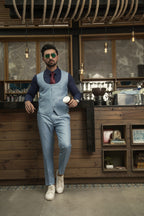 Ice Blue Coat Pent For Men's