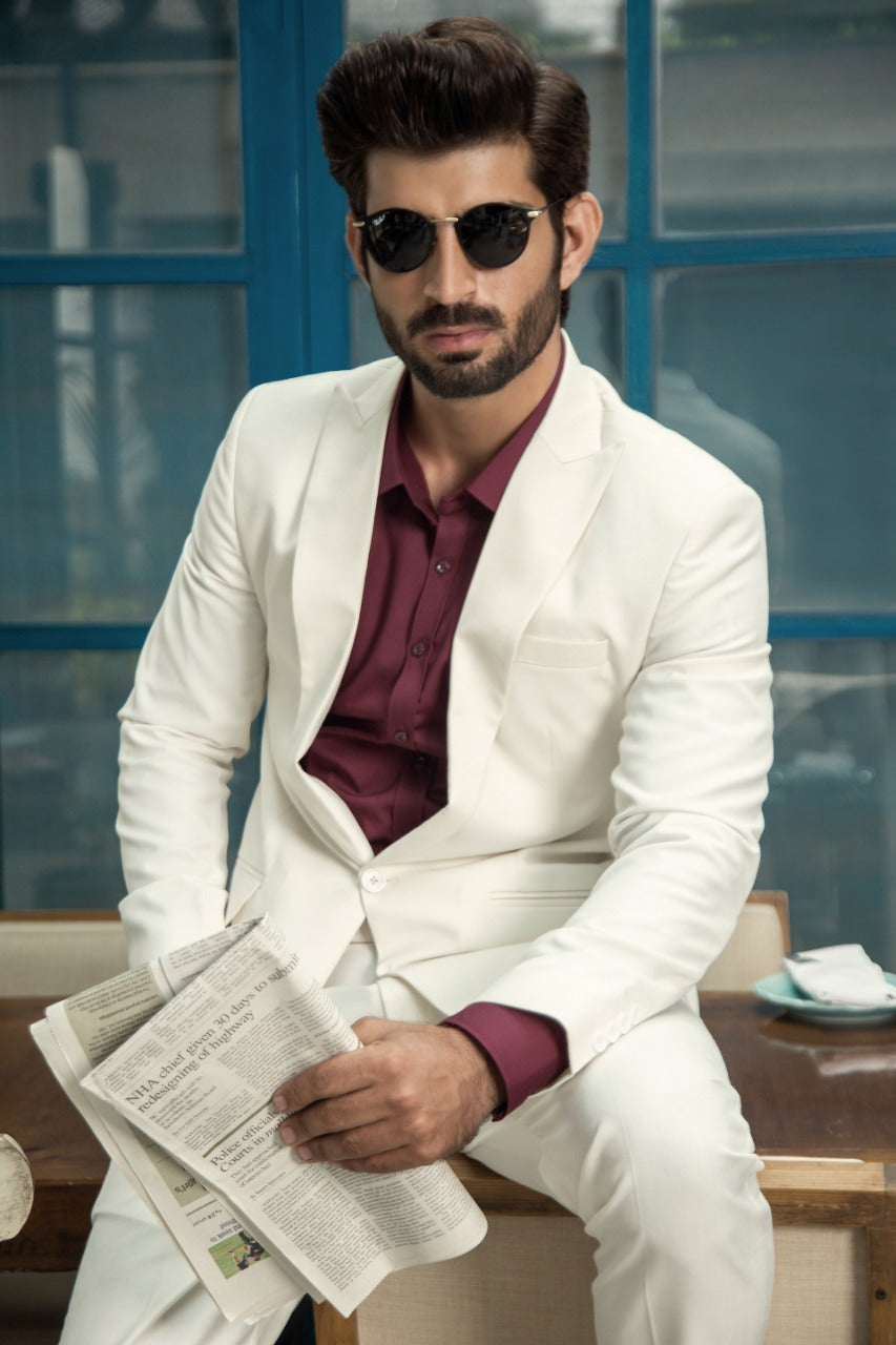 White Party Wear Coat Pent For Men's