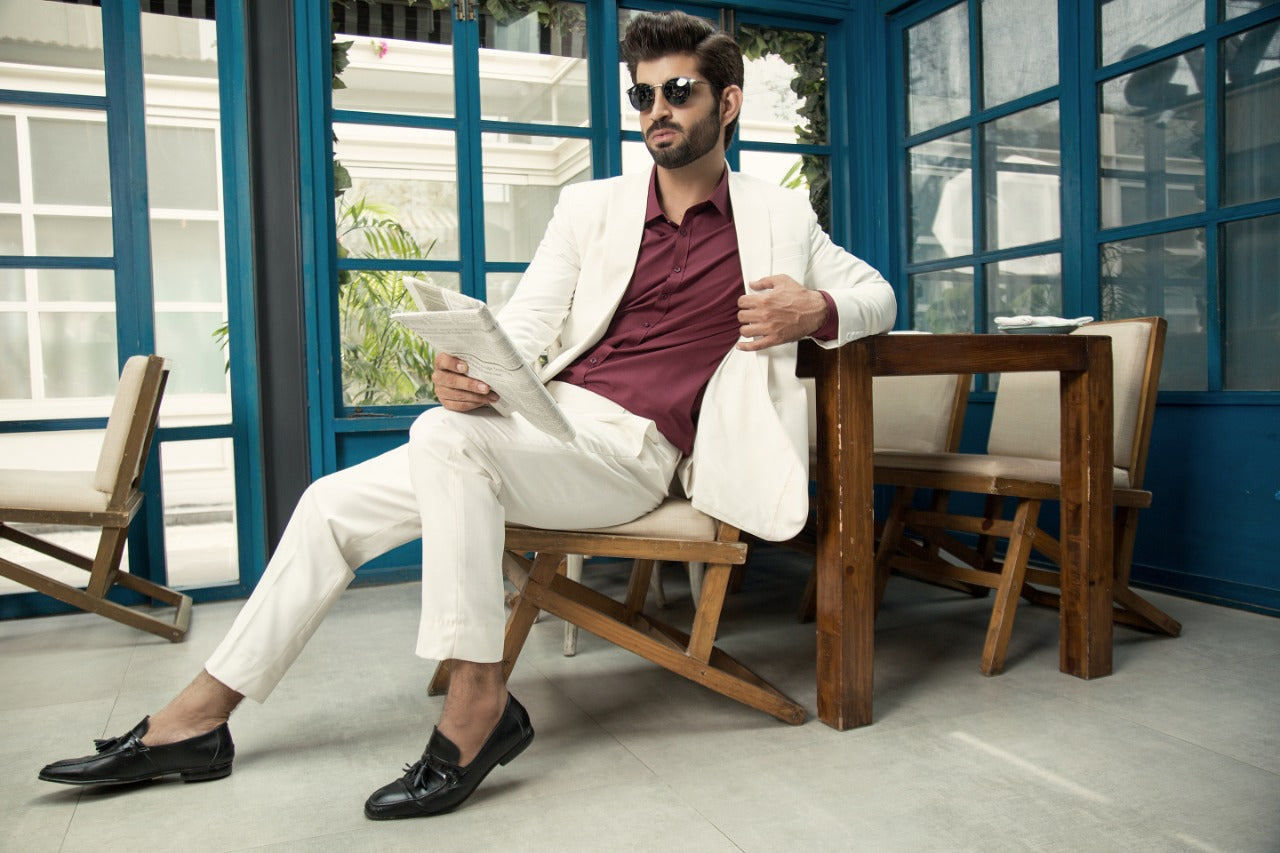 White Party Wear Coat Pent For Men's