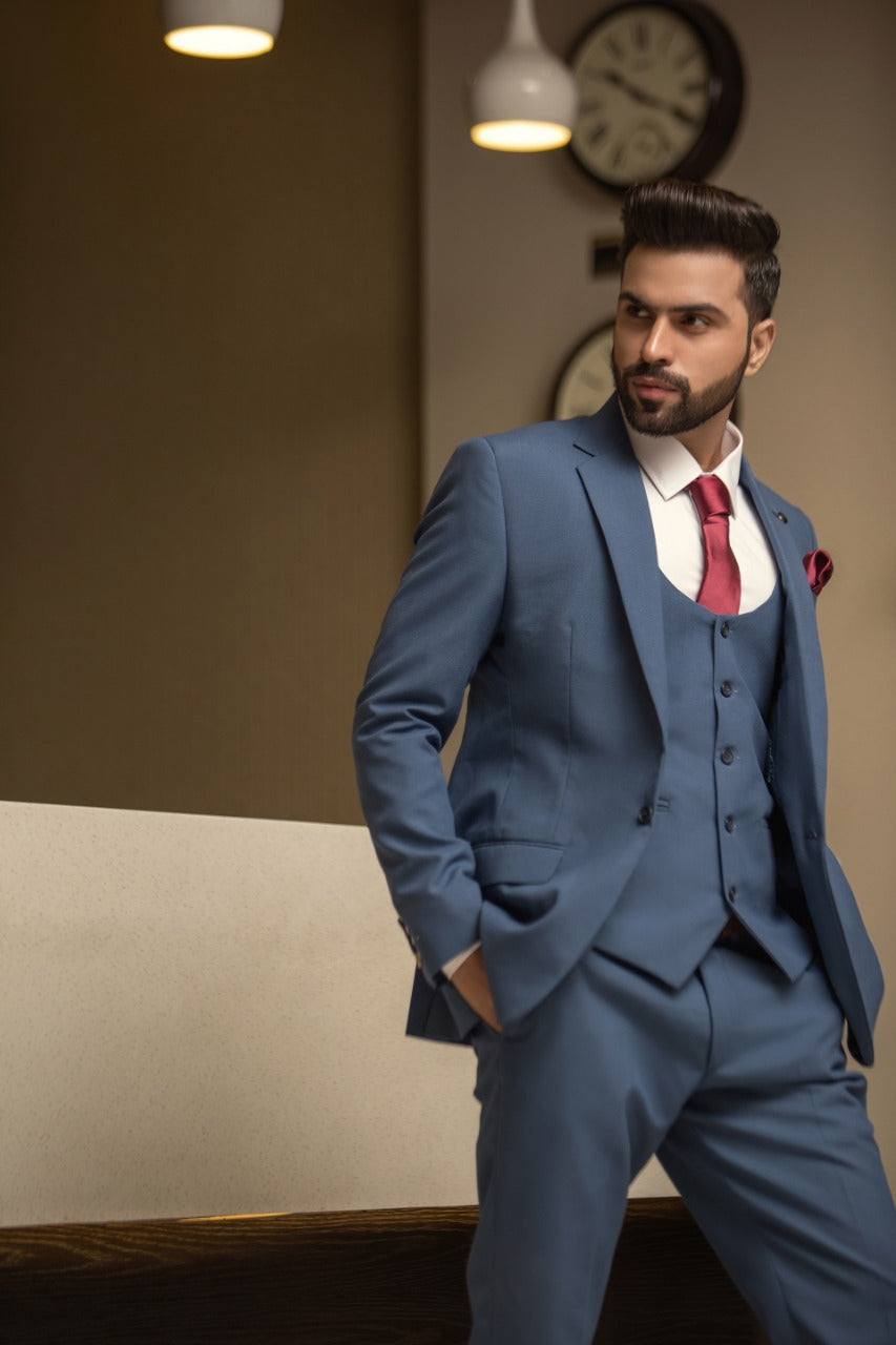 Blueish Coat Pant For Men's Secondary image